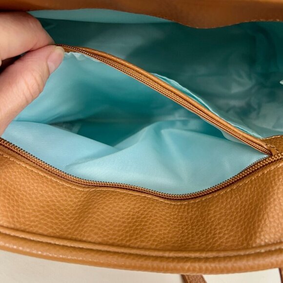 Thirty-One Little Dreamer Natural Straw Light Blue Middle Stripe Summer Tote Bag - Picture 10 of 15